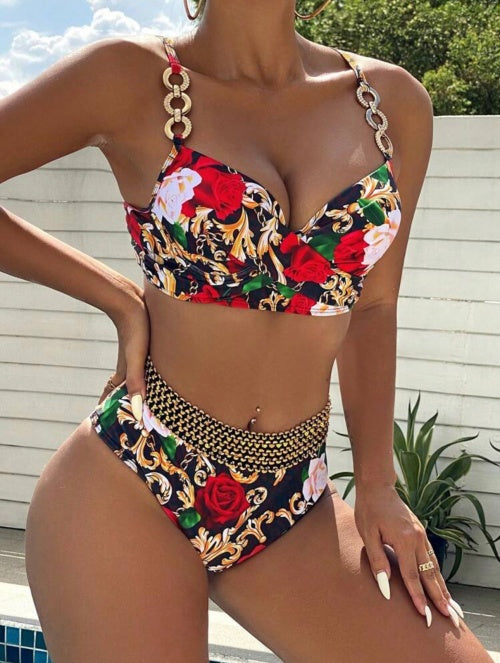 Costum de baie 2 piese Floral Rose