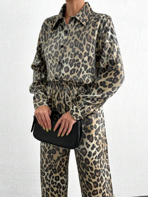 Compleu din 2 piese cu imprimeu Leopard