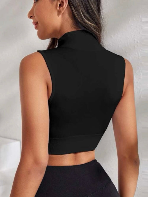 Top fitness cu fermoar Zippo, alb, negru