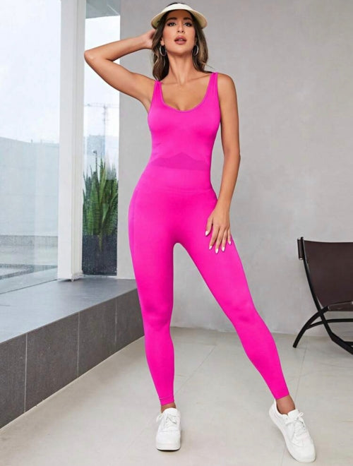Salopetă modelatoare Fitness Pro, neagră, roz