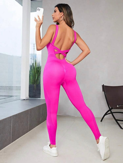 Salopetă modelatoare Fitness Pro, neagră, roz