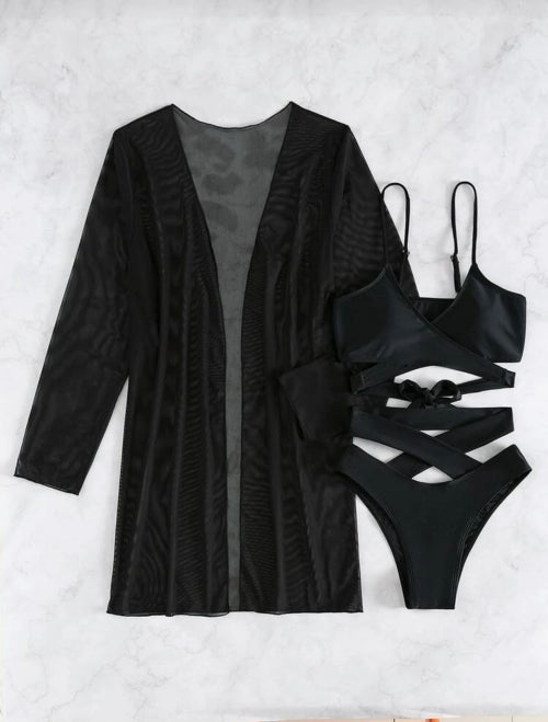 Costum de baie din 3 piese Blacky