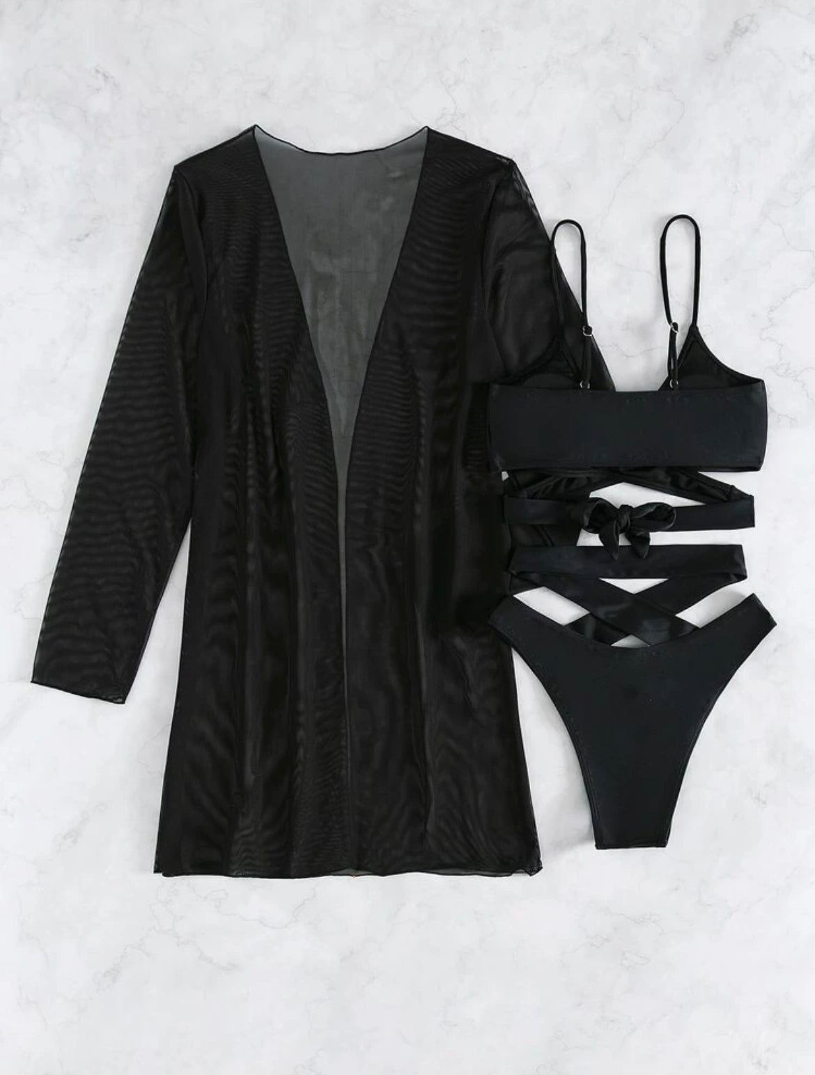 Costum de baie din 3 piese Blacky