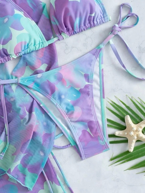 Costum de baie din 4 piese Floral
