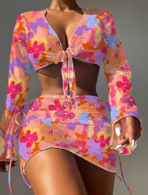 Costum de baie din 4 piese Floral