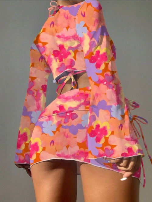 Costum de baie din 4 piese Floral