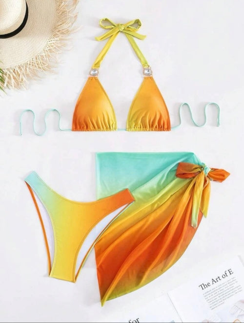 Costum de baie din 3 piese Orange