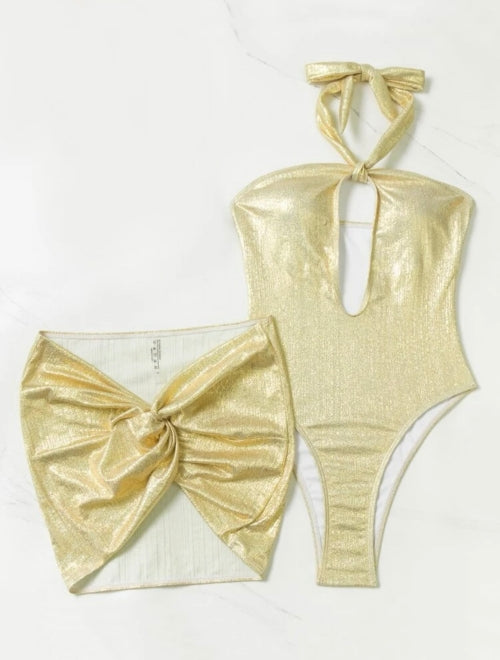 Costum de baie intreg cu accesoriu Gold Amelie