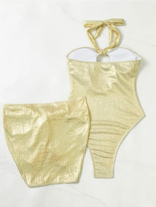 Costum de baie intreg cu accesoriu Gold Amelie
