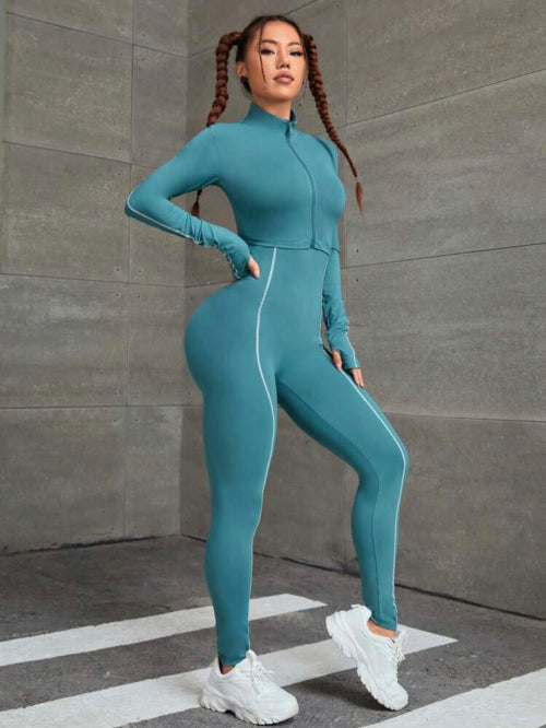 Salopeta fitness cu bluza Mint Blue