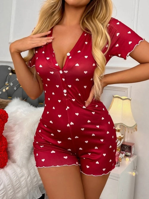 Pijama tip salopeta cu inimioare Heart