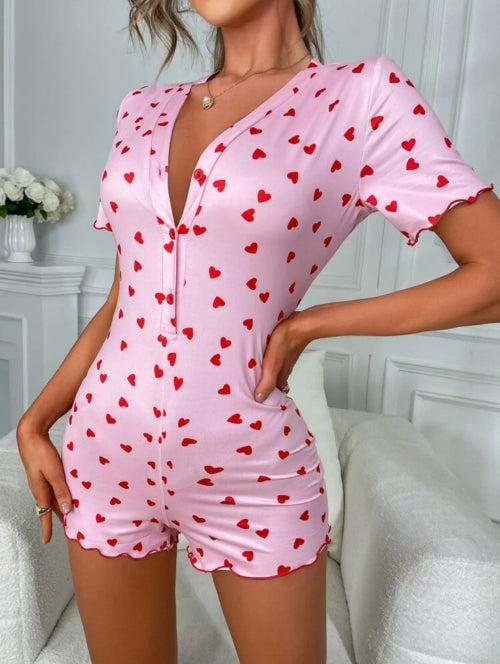 Pijama tip salopeta cu inimioare Heart