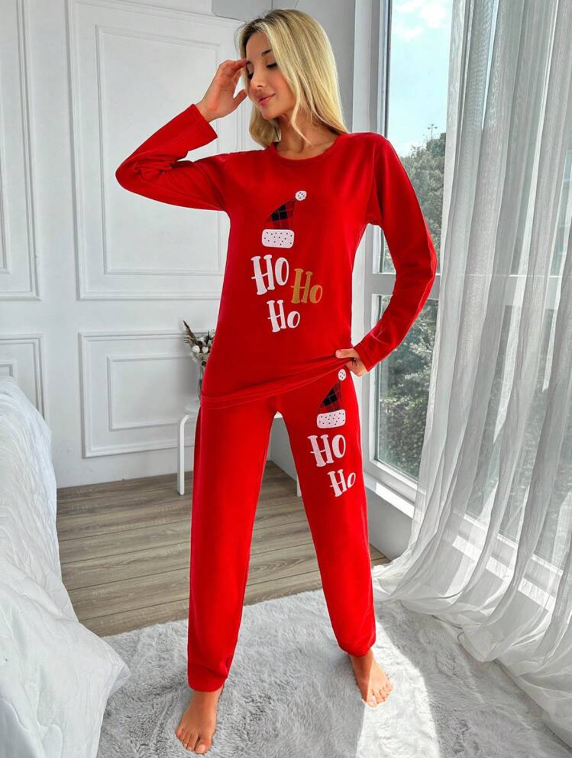 Pijama 2 piese roșie HOHOHO