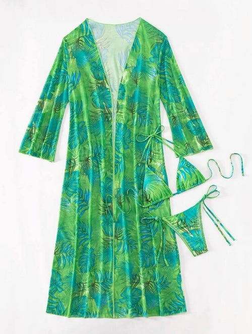 Cardigan și costum de baie Tropical