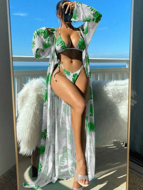 Cardigan și costum de baie Tropical