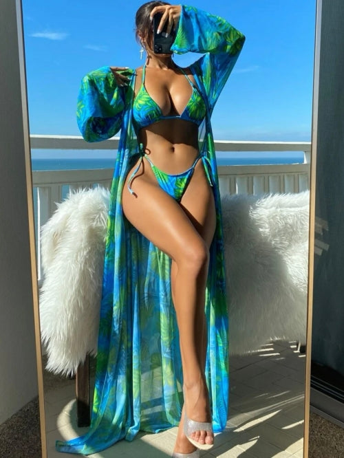 Cardigan și costum de baie Tropical
