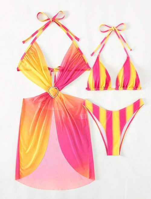 Costum de baie din 3 piese Orange Shades