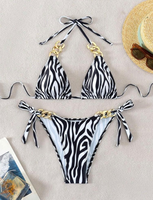 Costum de baie 2 piese Zebra Gold
