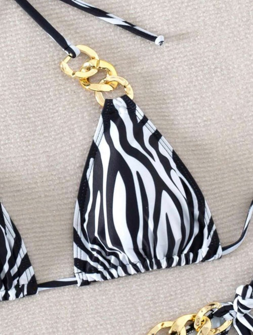 Costum de baie 2 piese Zebra Gold