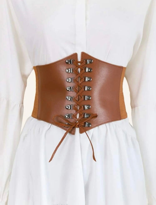 Corset Leather, maro și negru