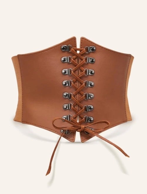 Corset Leather, maro și negru