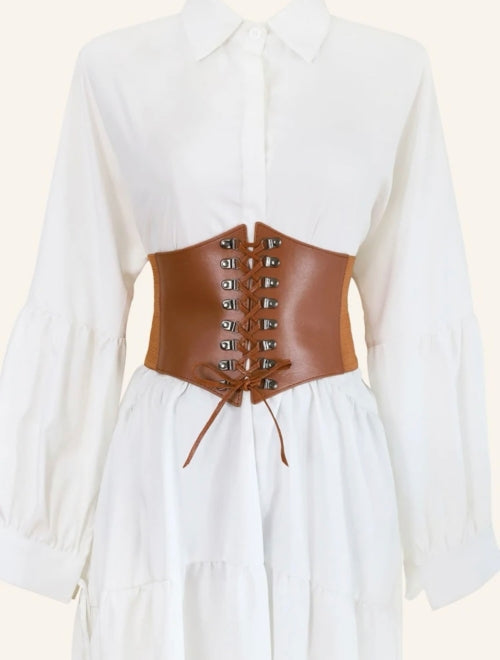Corset Leather, maro și negru