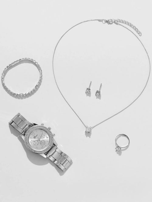 Set 5 accesorii Briliant roze, argintiu
