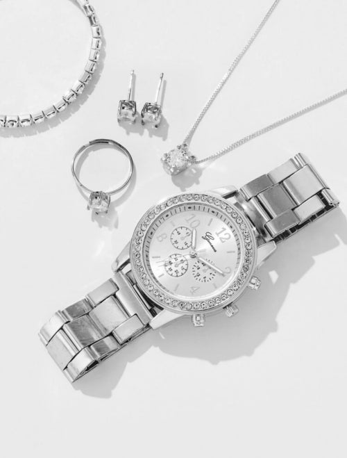 Set 5 accesorii Briliant roze, argintiu
