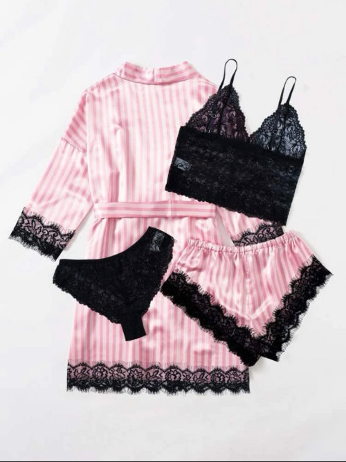 Set pijama 4 piese Victoria, pink