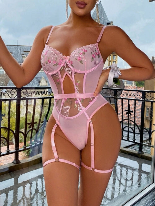 Body cu portjartiere Flor