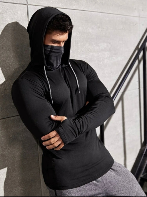 Bluză cu glugă fitness bărbați Astro, alb, negru