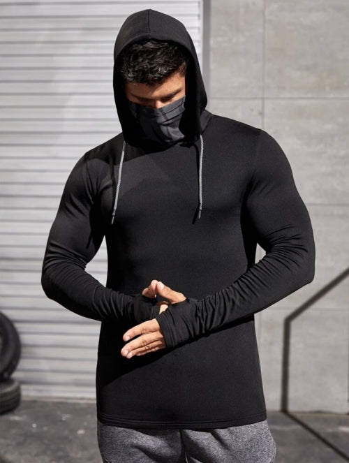 Bluză cu glugă fitness bărbați Astro, alb, negru