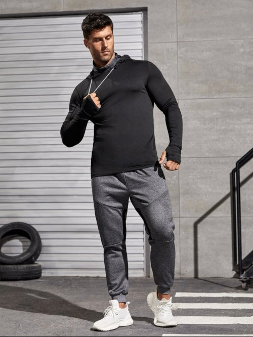 Bluză cu glugă fitness bărbați Astro, alb, negru