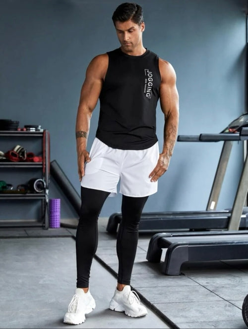 Compleu pantaloni 2în1 și maiou bărbați Jogging