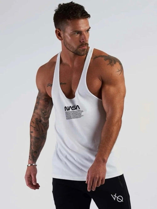 Maiou fitness bărbați Nasa, alb