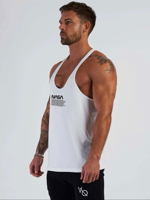 Maiou fitness bărbați Nasa, alb