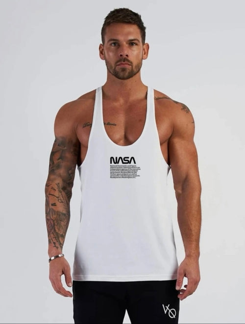 Maiou fitness bărbați Nasa, alb