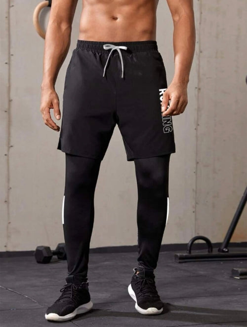 Pantaloni scurți cu leggings bărbați 2in1 Runnig