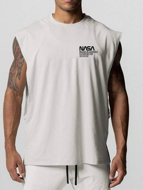 Tricou oversized bărbați Nasa Pro, alb