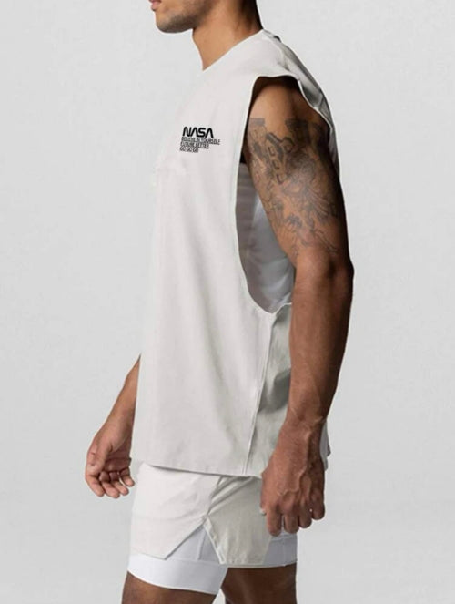 Tricou oversized bărbați Nasa Pro, alb