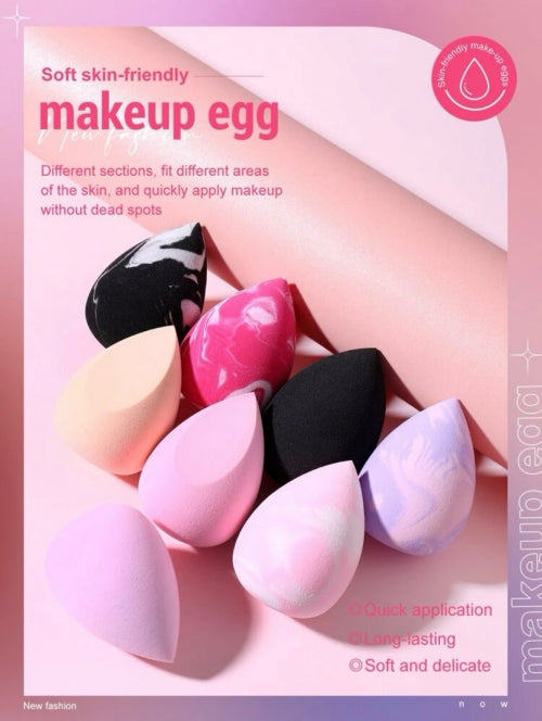 Bureți pentru machiaj Egg, 8 bureți colorați