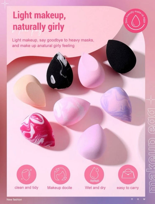Bureți pentru machiaj Egg, 8 bureți colorați