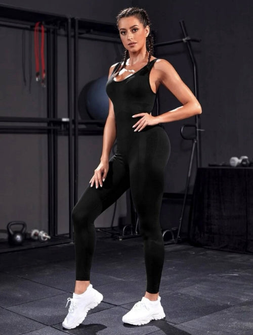Salopetă modelatoare Fitness Pro, neagră, roz