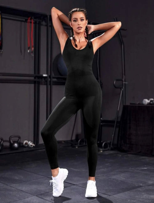 Salopetă modelatoare Fitness Pro, neagră, roz