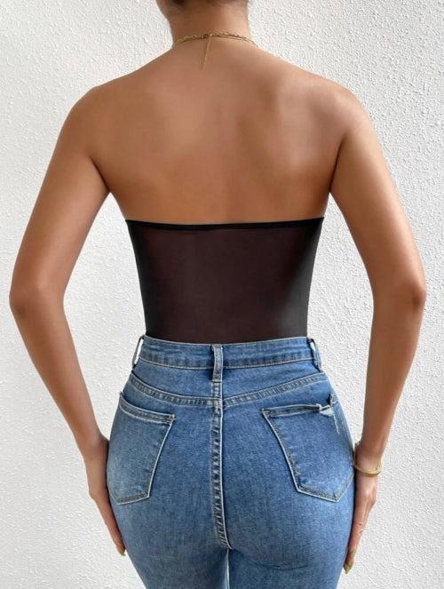 Body elagant Lace, negru, alb