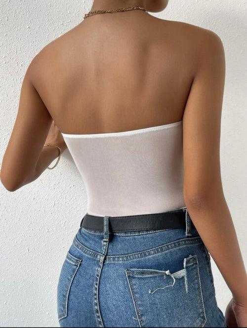 Body elagant Lace, negru, alb