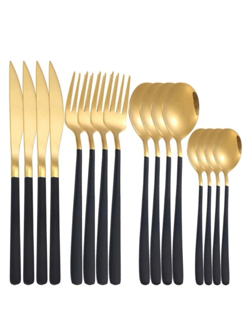 Set tacamuri 16 piese Stainless, negru