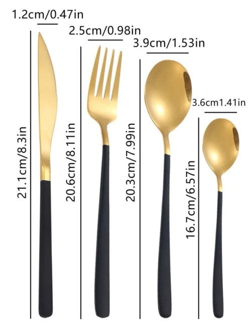 Set tacamuri 16 piese Stainless, negru