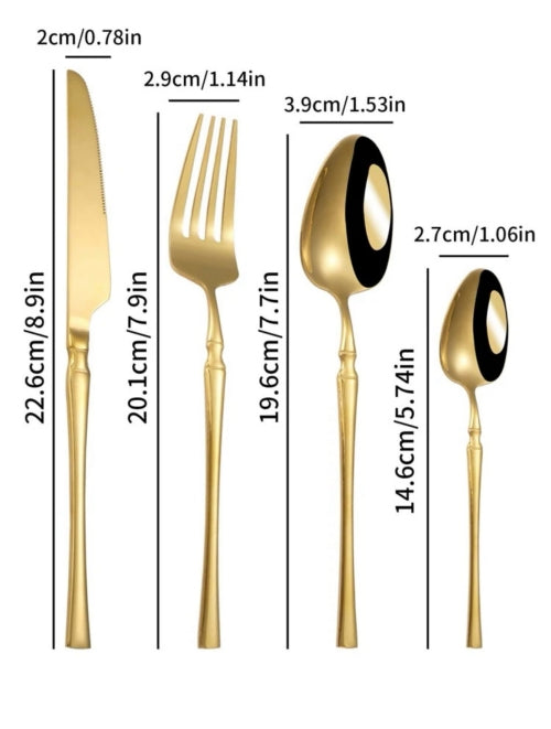 Set 4 tacâmuri oțel inoxidabil Classic, auriu, negru
