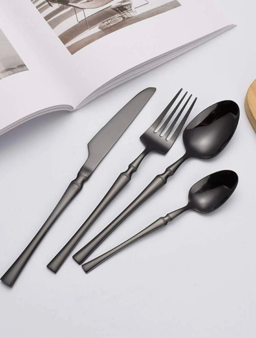 Set 4 tacâmuri oțel inoxidabil Classic, auriu, negru